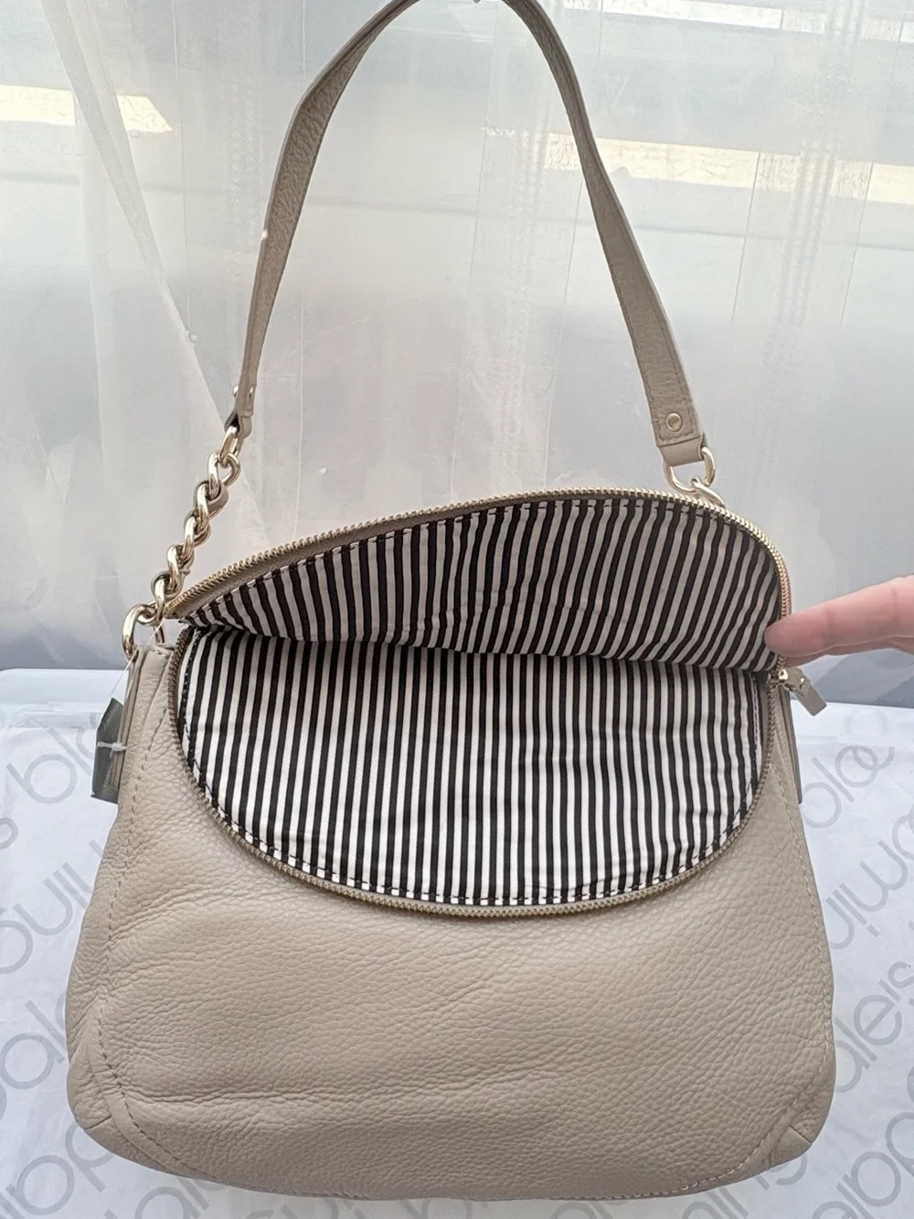 NWT Kate Spade Cobble Hill Penny Leather Shoulder Bag Oyster Gray PXRU2736